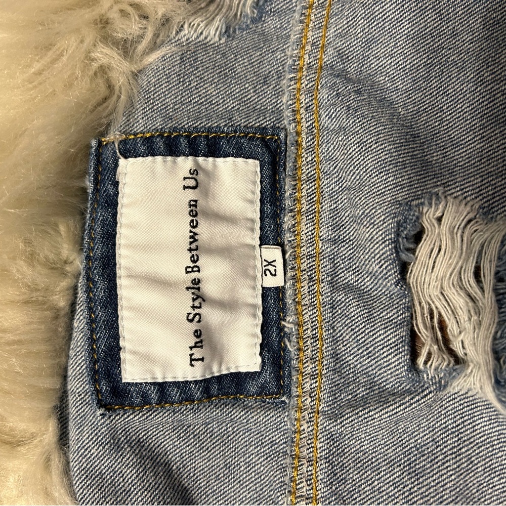Denim Jacket with Faux Fur Collar - Picture 5 of 5